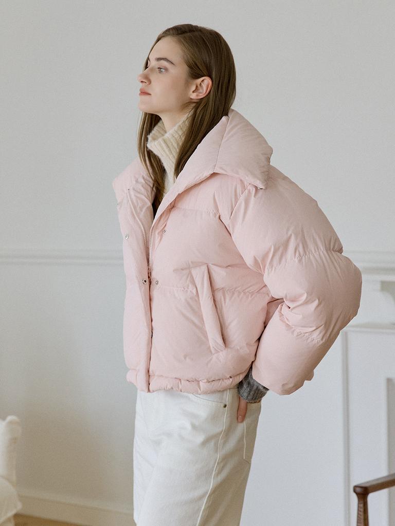Atcorner Fold Collar Short Down Padded Jacket Pink At5Juf056Pn