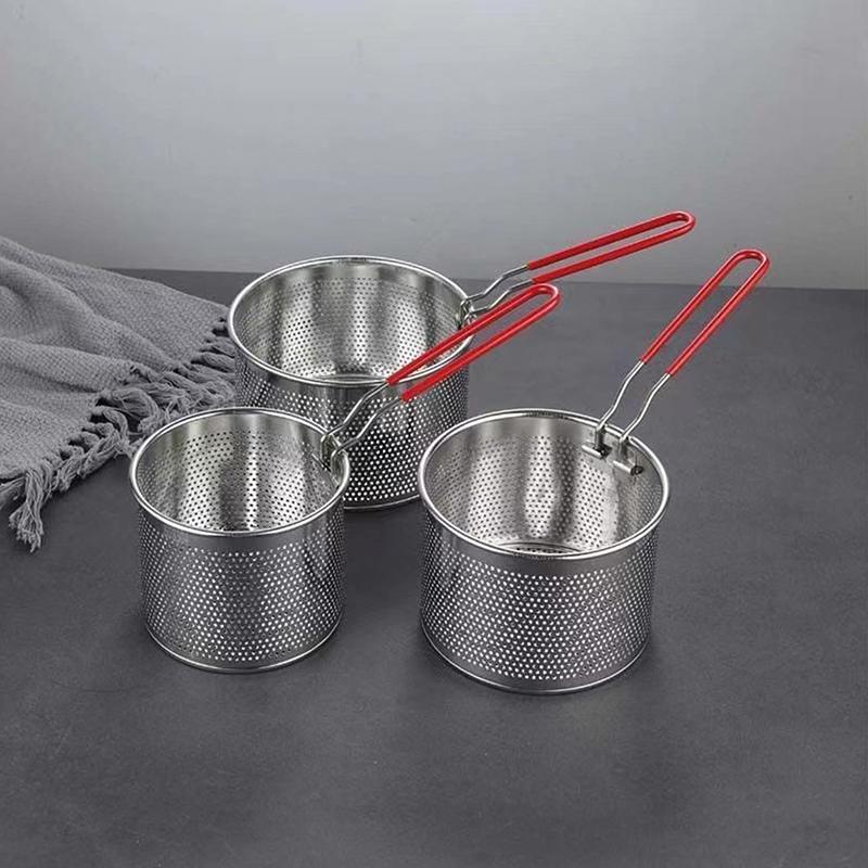 Сетка для жарки из нержавеющей стали Кухонная корзина для жарки Корзина для приготовления пищи Сковорода для жарки Масляный поддон Дуршлаг Ложка для лапши Дуршлаг Картофель фри