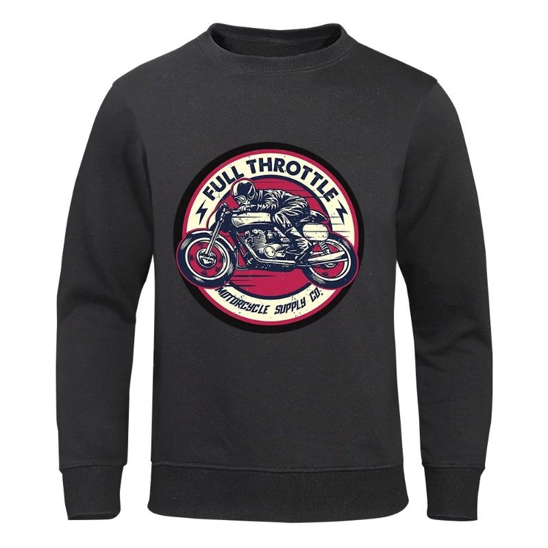 Full Throttle Motorcycle Locomotive Culture Мужские модные повседневные толстовки с капюшоном Флисовые теплые осенние повседневные спортивные свитера и длинные рукава для мужчин