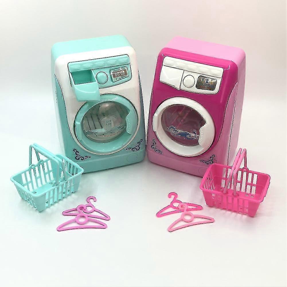 Kids Mini Simulation Light Electric Washing Machine Basket Pretend Play Toy Set
