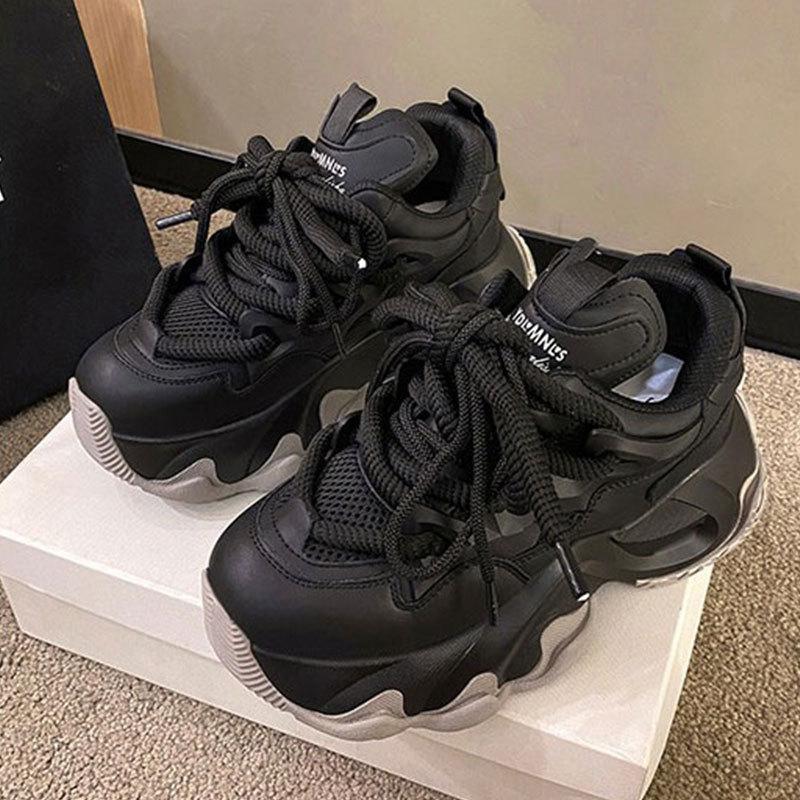 Dad shoes women's spring platform muffin shoes heightening sports shoes ins spring and autumn casual running shoes