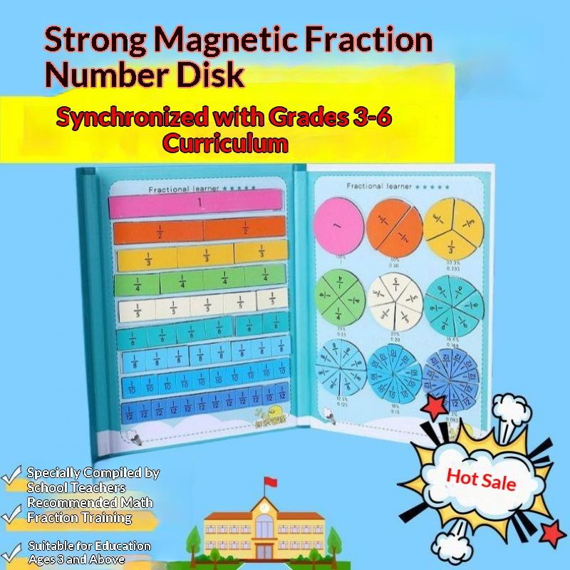 Magnetic Fraction Demonstrator Colorful Fraction Tiles Math Learning Educational Toy for Kindergarten Teachers Teaching Supplies