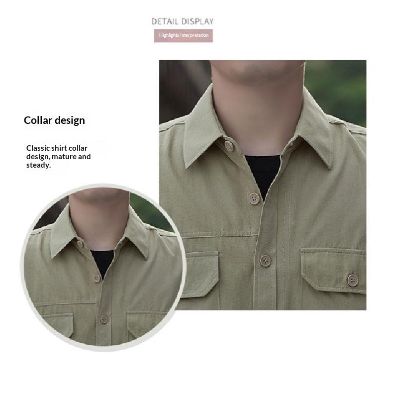 Men's pure cotton shirt, 2026 autumn new style, workwear long-sleeve casual Hong Kong style loose shirt jacket, versatile top