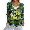 Women's Fashion Casual Knit Sweater Button-Up Christmas Print Cardigan Jacket