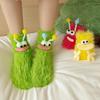 1 Pair Cartoon Socks Funny Expression Decoration Animal Big Eyes Thick Fuzzy Plush Warmth Retention Fall Winter Floor Socks Holiday Gift