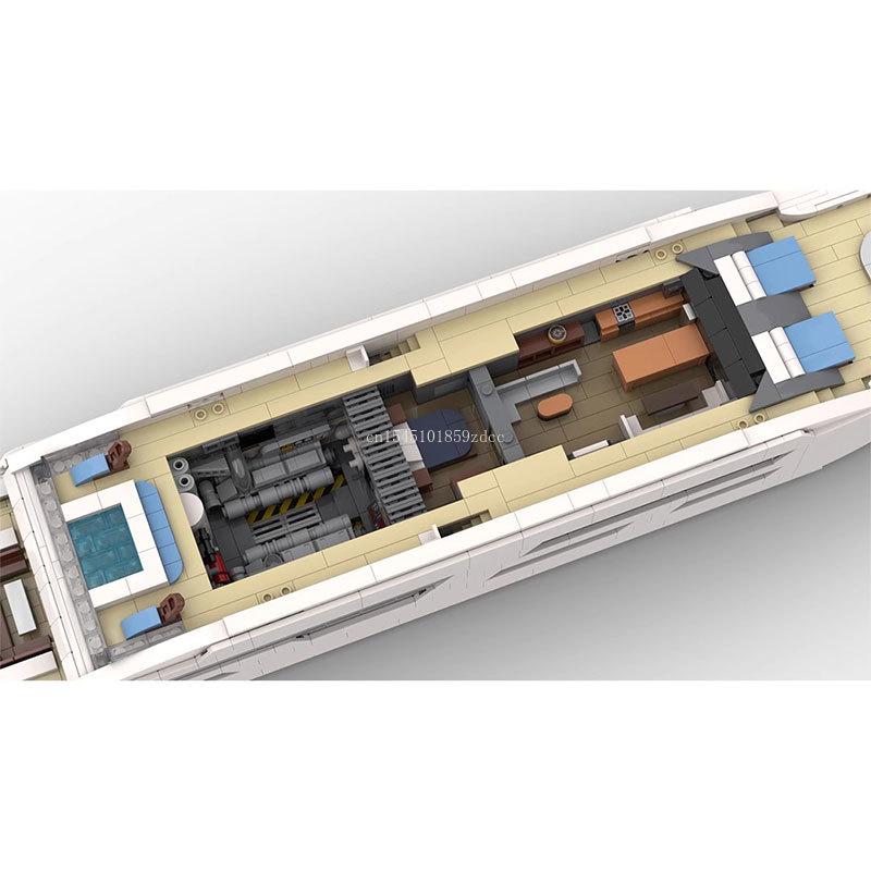 MOC Midi-Scale Luxury Yacht White Ship Model Building Blocks Boat Assemble Constructor Aldult Idea Set Bricks Toys Gifts