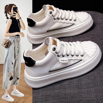 Белые туфли на платформе из натуральной кожи, женские туфли Ins Style с высоким берцем, весенние новинки, универсальные кроссовки для сёрфинга, повседневные кроссовки