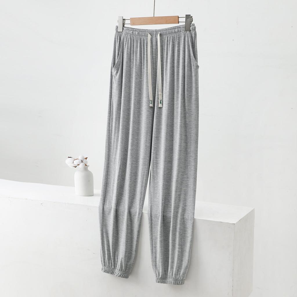 "Men's Summer Modal Ice Silk Thin Trousers: Large Size, Anti-Mosquito, Air-Conditioning Home Pajamas"