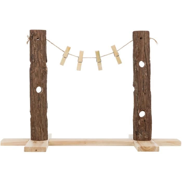 TRIXIE Natural Living Tronc D'arbre Pour Aliments Duo - 53 × 34 × 25 Cm - Pour Lapin