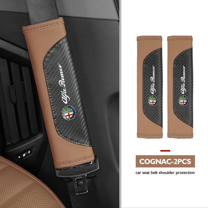 AAACO1 Car Seat Belt Shoulder Cover Protection Pads Safety Belt Accessories For Alfa Romeo GT Stelvio F1 Brera Volante Tonale Gloria