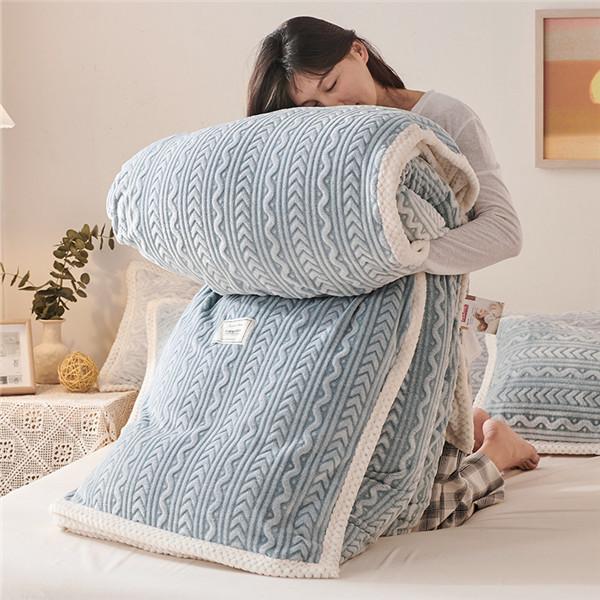 Home Thick Bed Blanket Double Sided Lamb Cashmere Fleece Plaid Blankets Winter Warm Throw Sofa Cover Newborn Wrap Kids Bedspread Throw Bedspread