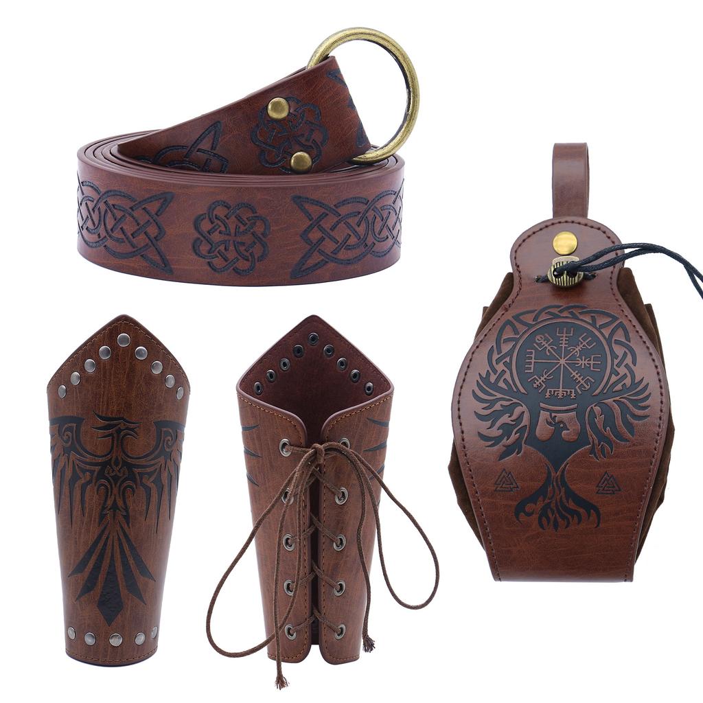 Medieval Knight Pu Belt Viking Vintage Bag Bag Halloween Cosplay Costume Dress Up Props