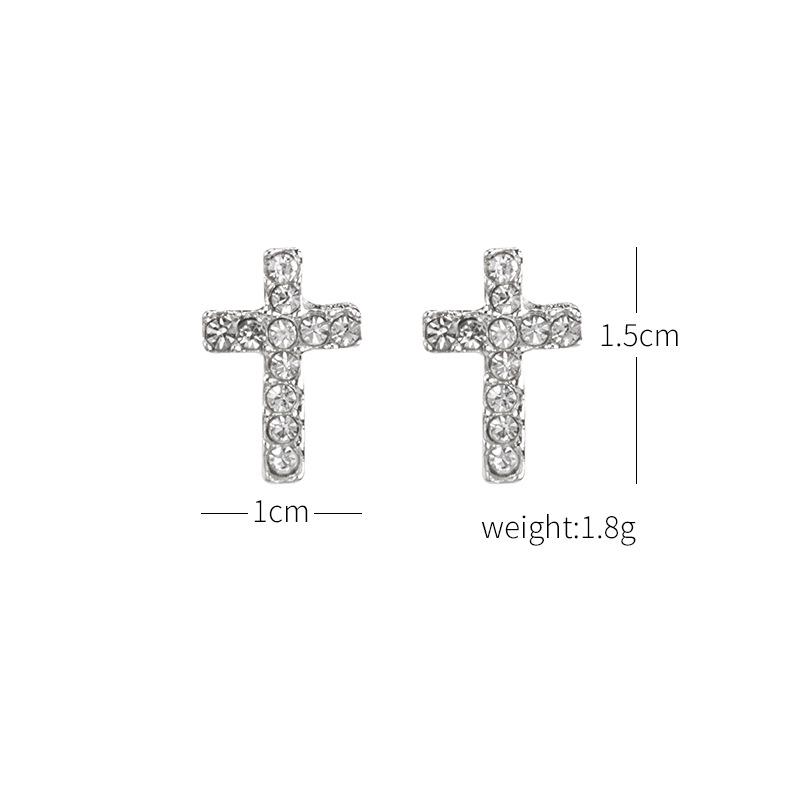 Циркон-гвоздик с крестом, геометрические серьги-гвоздики, женские модные серьги в стиле панк, рок-ювелирные изделия, подарок для девочек