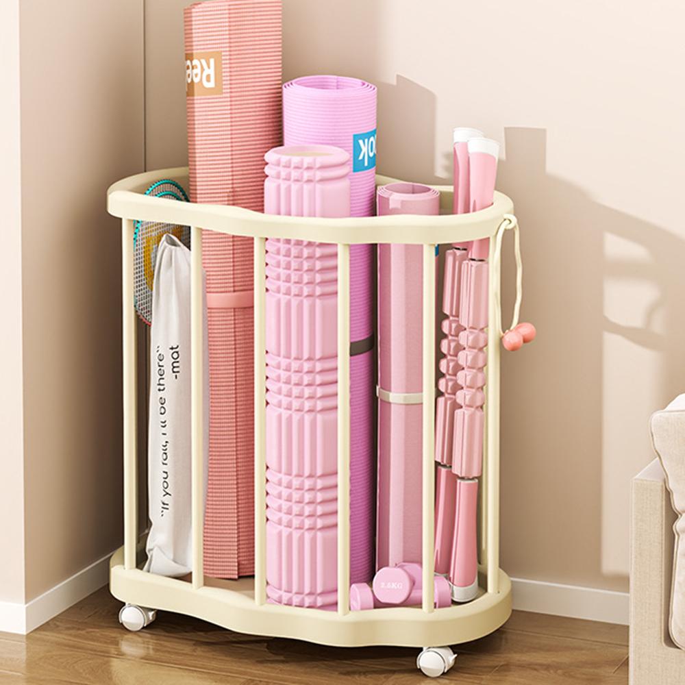 Plastic High Aesthetic Value, Light Luxury, Movable Dirty Clothes Basket, Home Yoga Mat Storage Basket, Bathroom Clothes Shelf