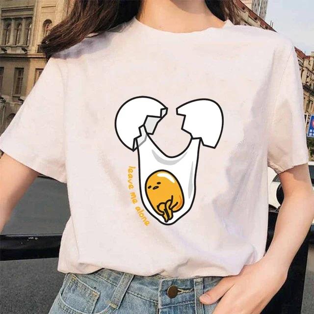 Harajuku Lazy Egg Gudetama Print Women's Kids T-Shirt Short Sleeve Kawaii Gothic Female Aesthetic Top Harajuku Style Clothing