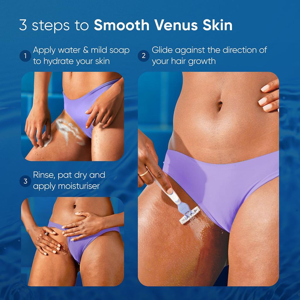 Gillette Venus Bikini Sensitive Hair Removal, 2 Women Razors |Intimate care| Derm Tested|No irritation