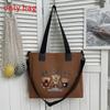 Oxford Canvas Tote Bag For Women With Letter Print Soft Shoulder Daily Use