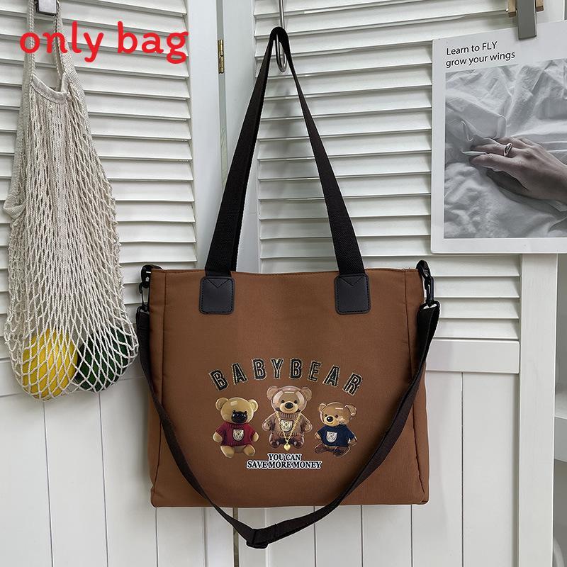 Oxford Canvas Tote Bag For Women With Letter Print Soft Shoulder Daily Use