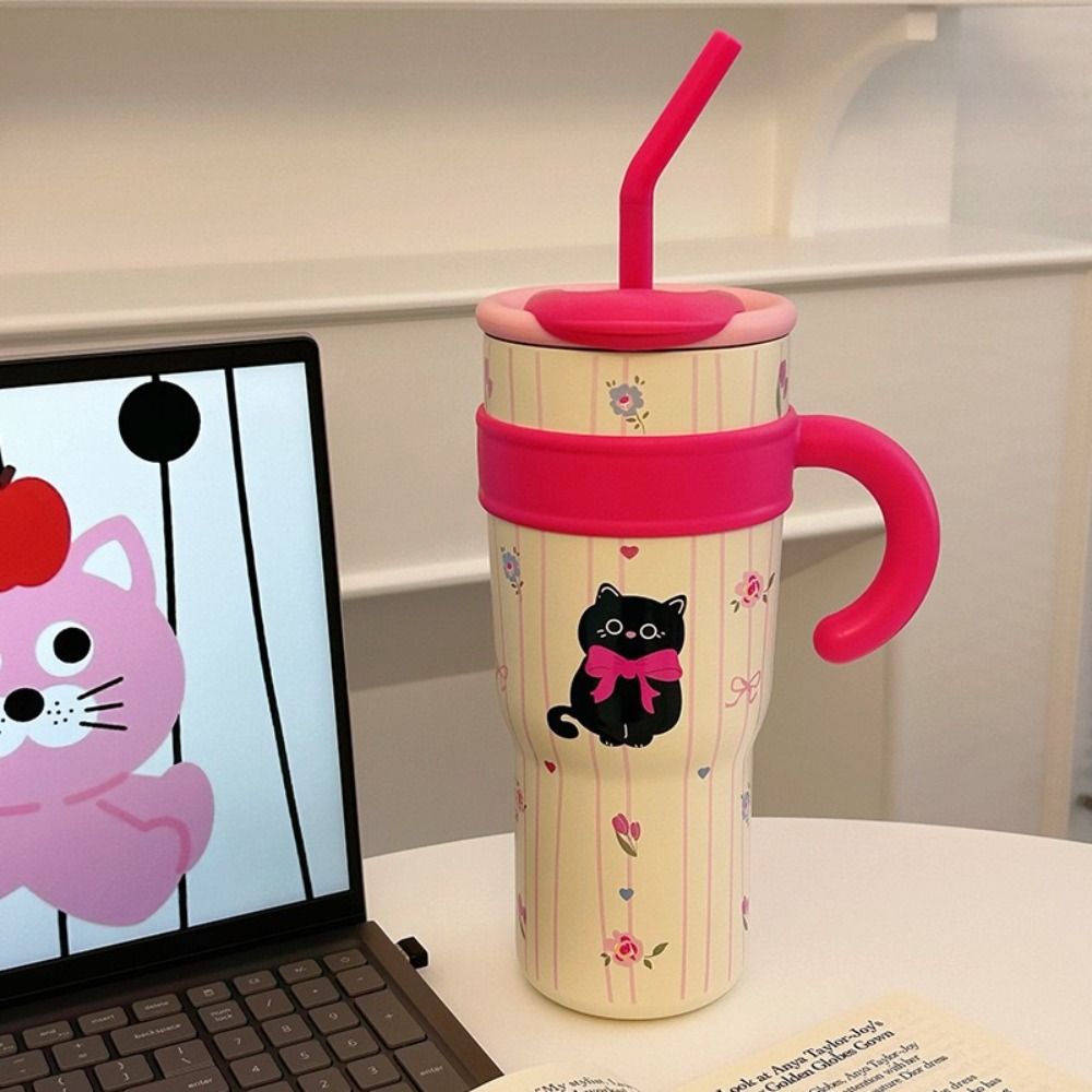 Stainless Steel Cat Thermos Cup Portable Coffee Mug Fashion Insulation Cup  Office