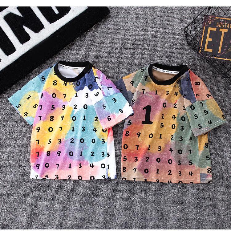 Детская летняя футболка с коротким рукавом, летний наряд для мальчиков, новая футболка с принтом тай-дай для малышей, в стиле граффити