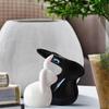 Home Décor Ceramic Rabbit Figurines (Set of 2, Black and White)