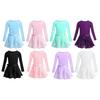 Girls Ballet Leotard Dancewear Cotton Long Sleeves Ballet Dance Class Gymnastics with Chiffon Tied Skirt Set Ballerina Clothing
