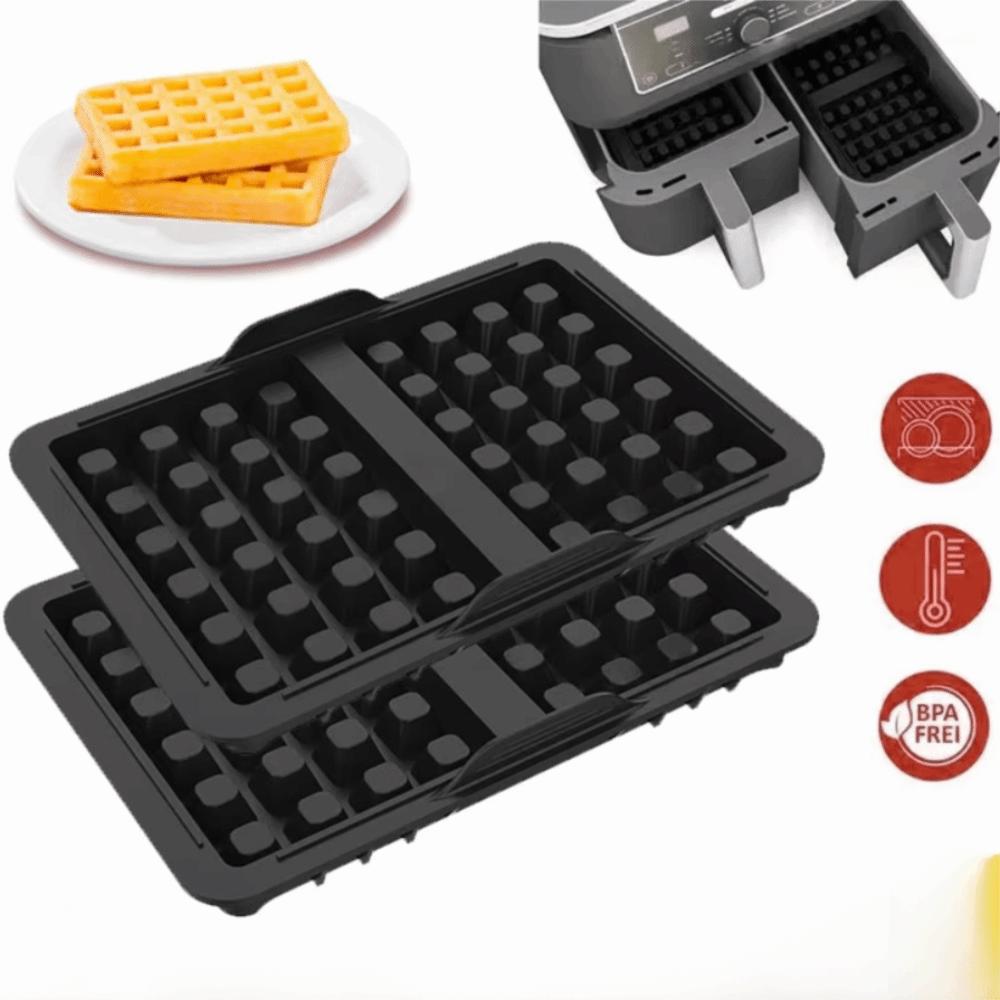 2 Piece Square/Rectangular Air Fryer Waffle Mold Silicone Baking Mold Portable Waffle Maker  Oven