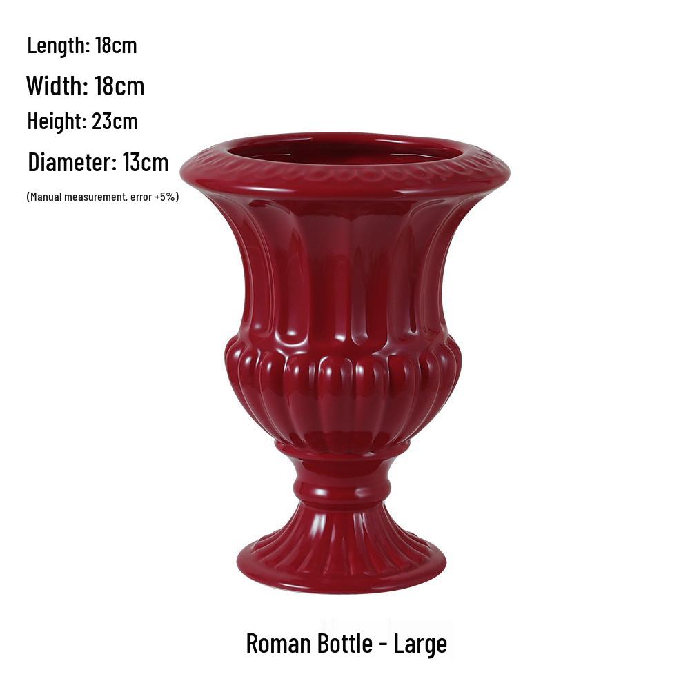 Китайская красная керамическая ваза середины века - Новогоднее специальное украшение для гостиной или свадебные композиции из шелковых цветов