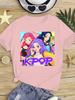Хлопковая футболка с K-pop узором, Футболки с графикой культуры K-драмы, Идеальный сувенир для фаната K-pop, Повседневная футболка с коротким рукавом