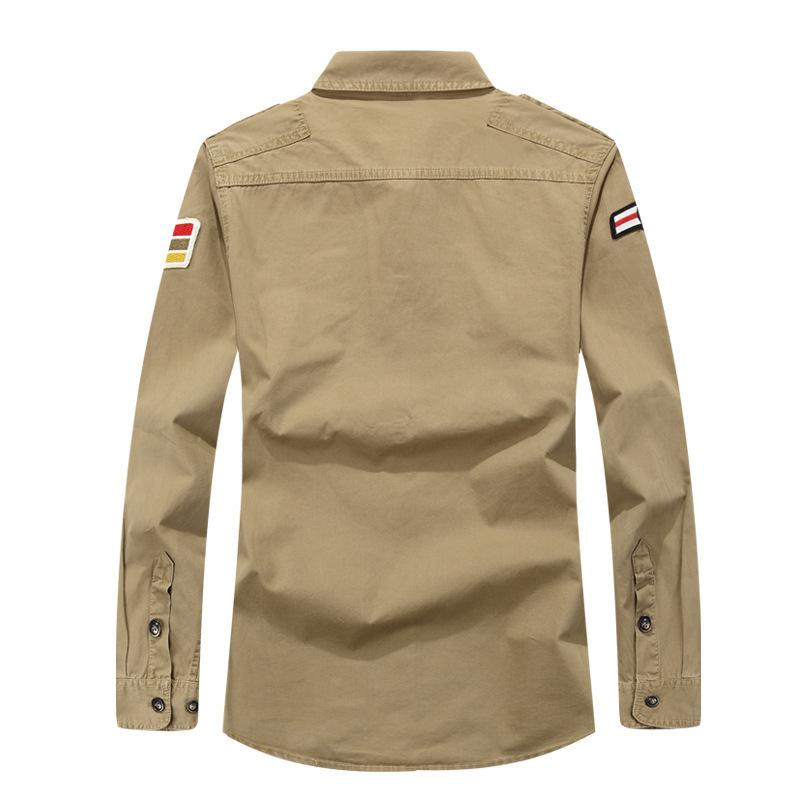 Мужская повседневная хлопковая рубашка с длинным рукавом для осени