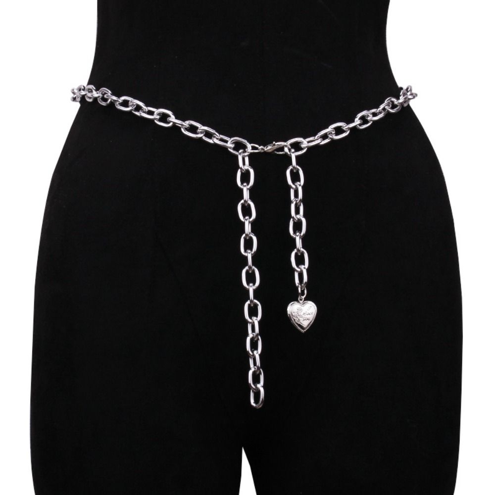 Versatile Waist Chain Belt Alloy Metal Waist Chain Fashion Heart Pendant Waist Chain  For Women