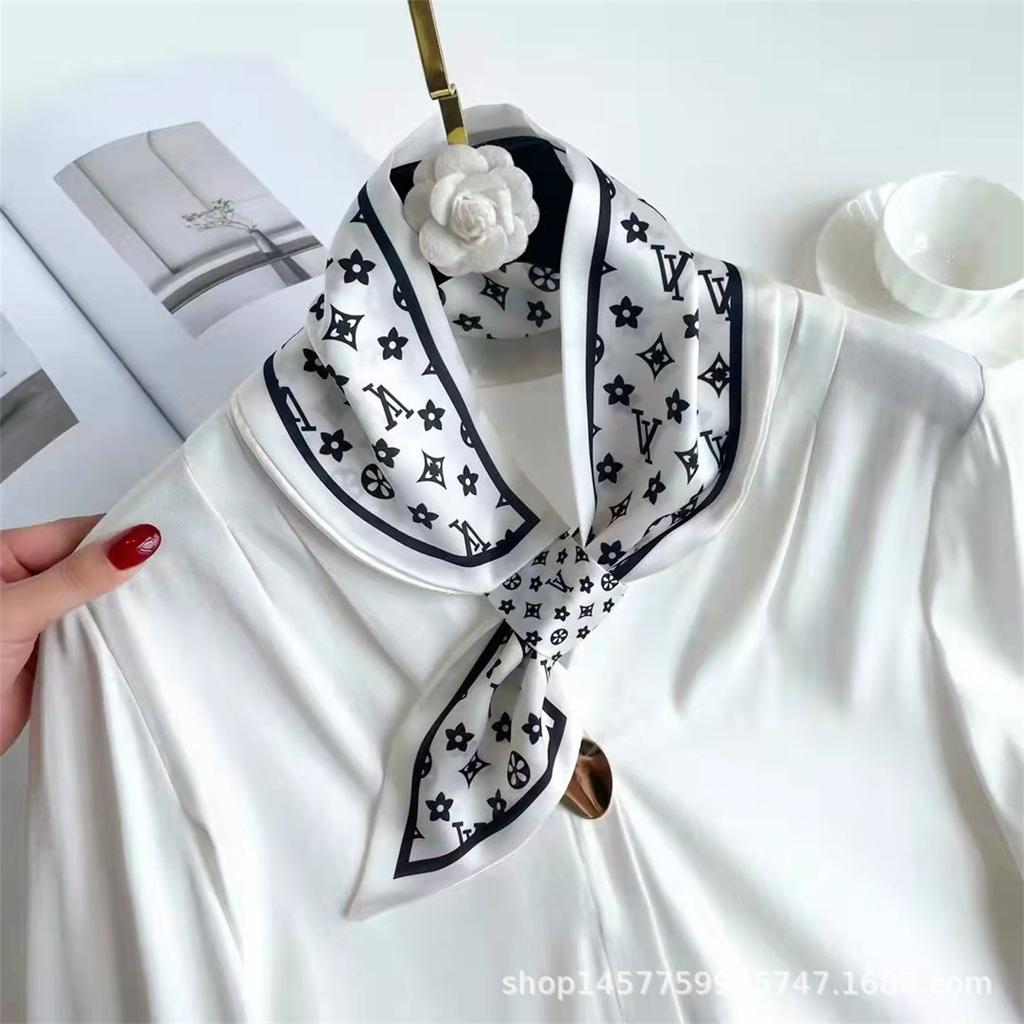 Silk Scarf Small Long Square Scarf Women'S High-End Neck Protection Scarf Professional Matching Shirt Scarf