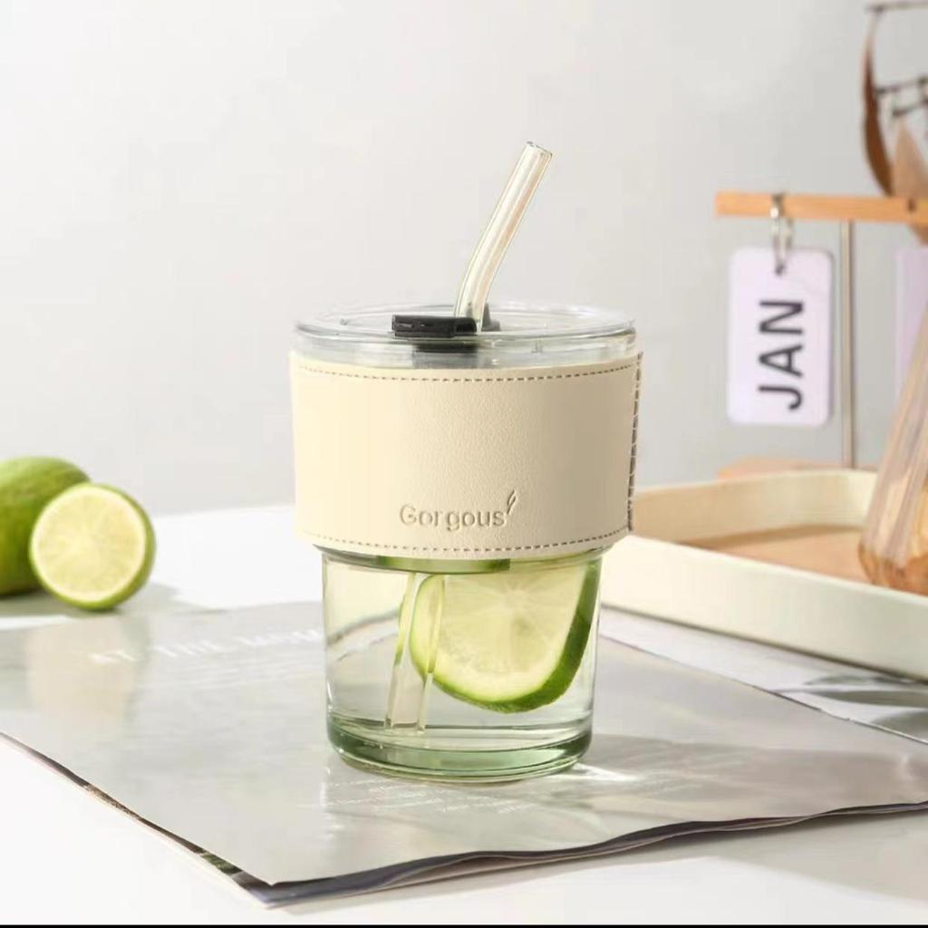 Стакан для воды из бамбукового стекла с крышкой и трубочкой — портативный, стильный и идеальный для студентов