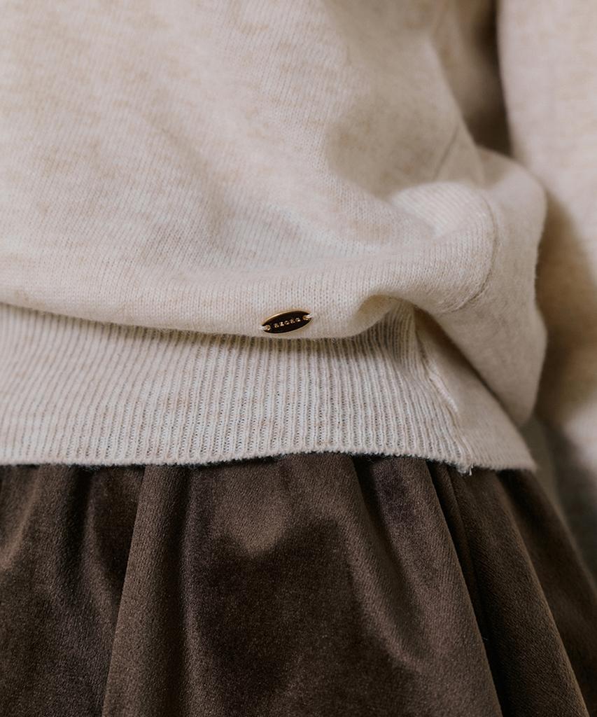 REORG Wir Soft Button Collar Knit Oatmeal