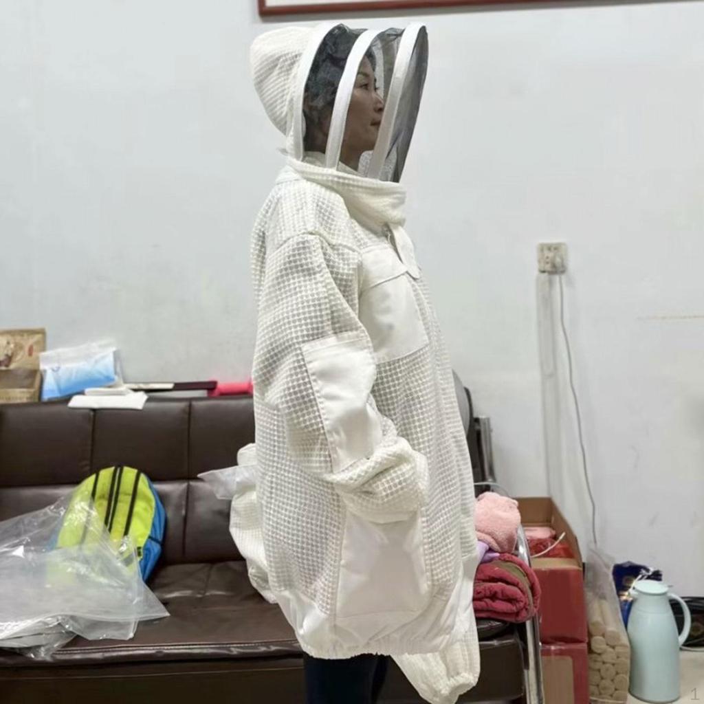 Bee Keeper Suit Adult Outfit with Hood Ventilated Professional Protective Essential Farm Smock