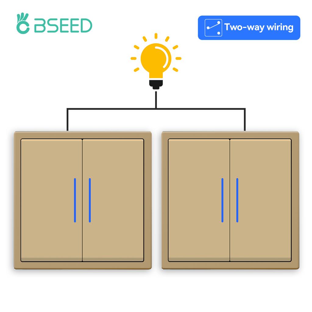 BSEED 1/2Gang Mechanical Light Switches With Led Indicator For Stairs Hallway Corridor 10A Plastic Frame 2pieces