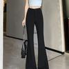 Черные расклешенные брюки для женщин весна-лето стрейч утягивающие с высокой посадкой буткат повседневные слегка расклешенные длинные брюки