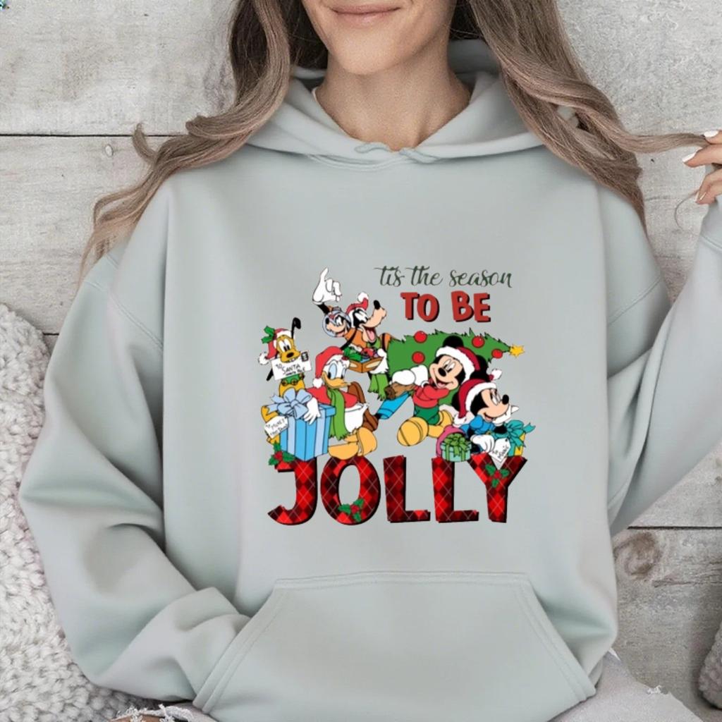 Дисней Наряды для родителей и детей, Рождественская разноцветная толстовка с капюшоном Микки Мауса, Модный американский бренд, Повседневный свободный топ