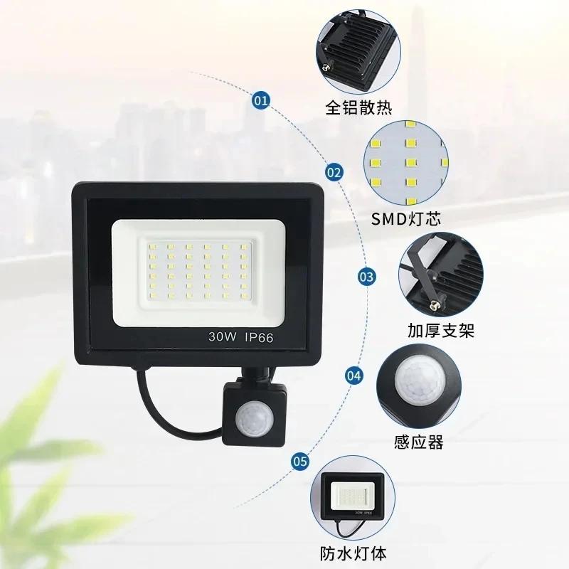 LED PIR Motion Sensor FloodLight 10W 20W 30W 50W 100W Outdoor Waterproof Reflector Spotlight Street Light Garden Garage Lighting