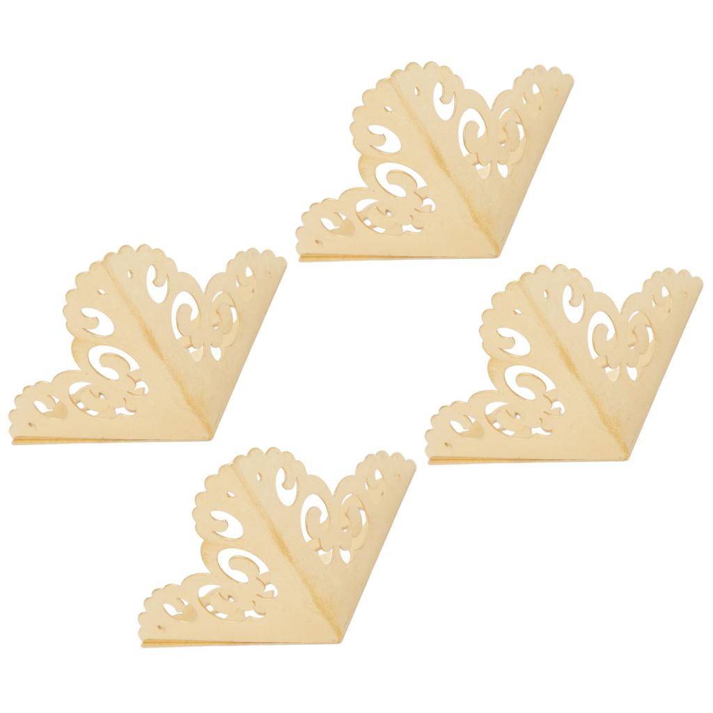 4 Pack Furniture Corner Protector Wooden Desk Edge Jewelry Gift Box Cabinet Corner Guard Set Brass