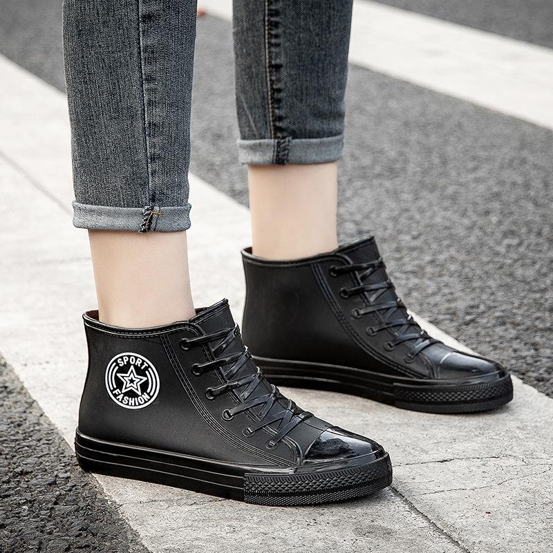 Short Tube Rain Shoes, Casual Women's Water Boots, Anti Slip and Cute Trendy Shoes