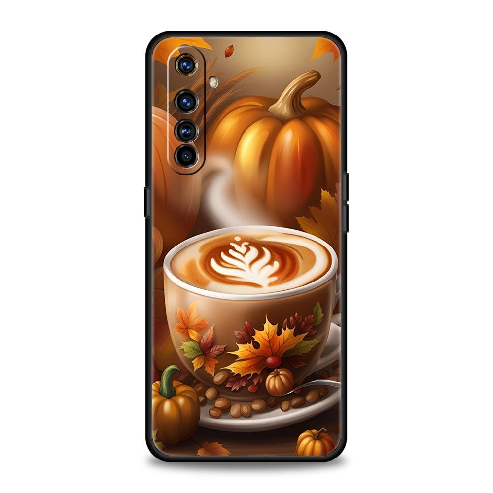 Кофейный чехол с тыквой и осенними листьями для Realme C67 C63 C55 C53 C35 C25 C21 GT 2 3 5 6 10 11 12 13 Pro Plus 5G Мягкий чехол из ТПУ для телефона