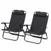 RcrCamp Reclining Low Chair Set of 2 with Storage Bag Black Reclining Low Chair 4 Levels Quilt Flame Retardant Aluminum Reclining Relaxing High Back