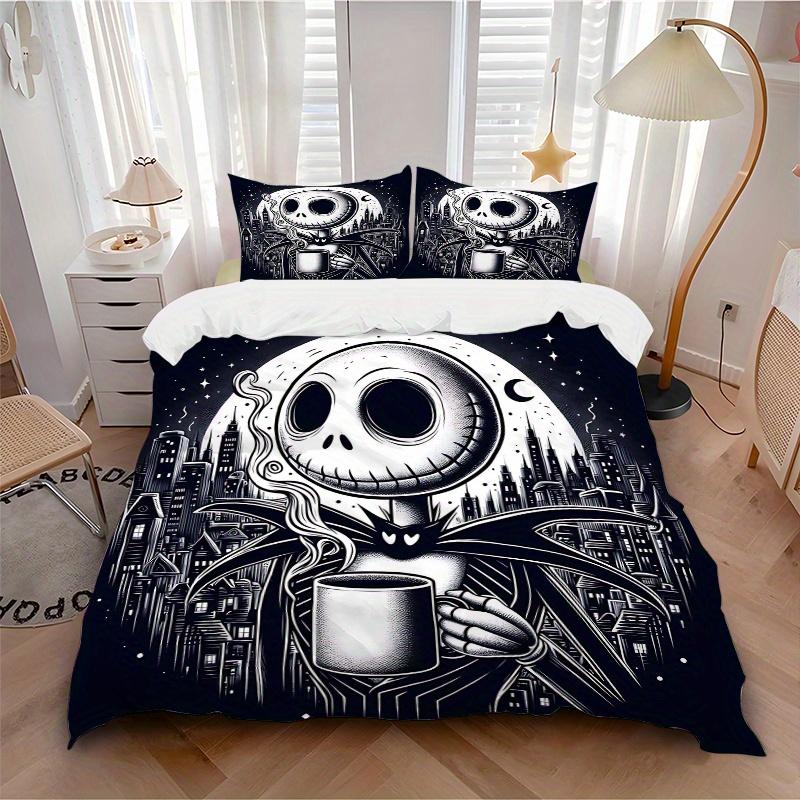 3pcs Night Sky Jack Bedding Set - Includes 1 Quilt Cover and 2 Pillowcases, Comfortable Bedding with Stylish Design for Bedroom, Machine Washable