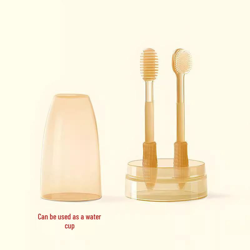 Upgraded Soft Silicone Baby Toothbrush & Tongue Scraper for 0-18 Months - Includes Storage Box