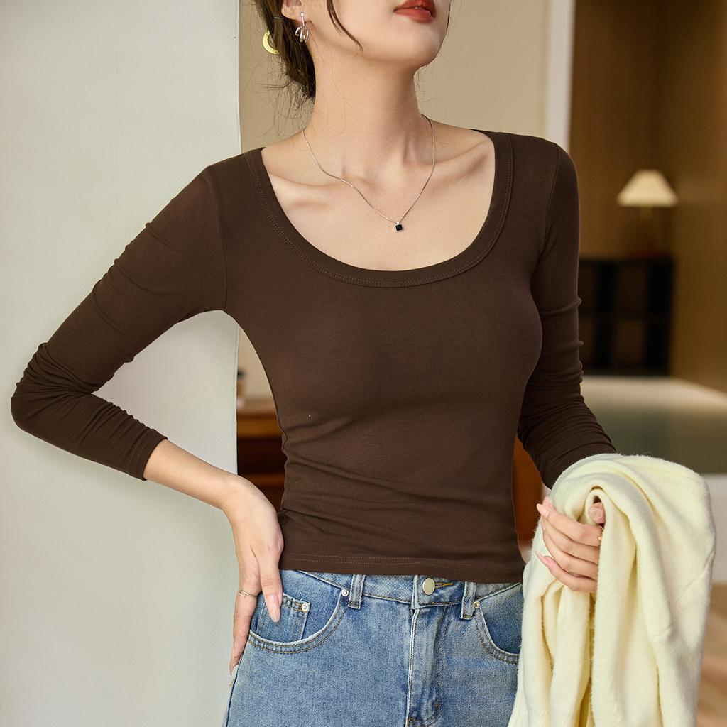 Skin-friendly and Comfortable Modal You Cotton Autumn New Long-sleeved T-shirt for Women's Inner Base Shirt