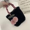 Fashion Women Handbags Winter Furry Ladies Soft Plush Clutch Purse Shoulder Bags Fashion Female Cherry Pendant Messenger Bag