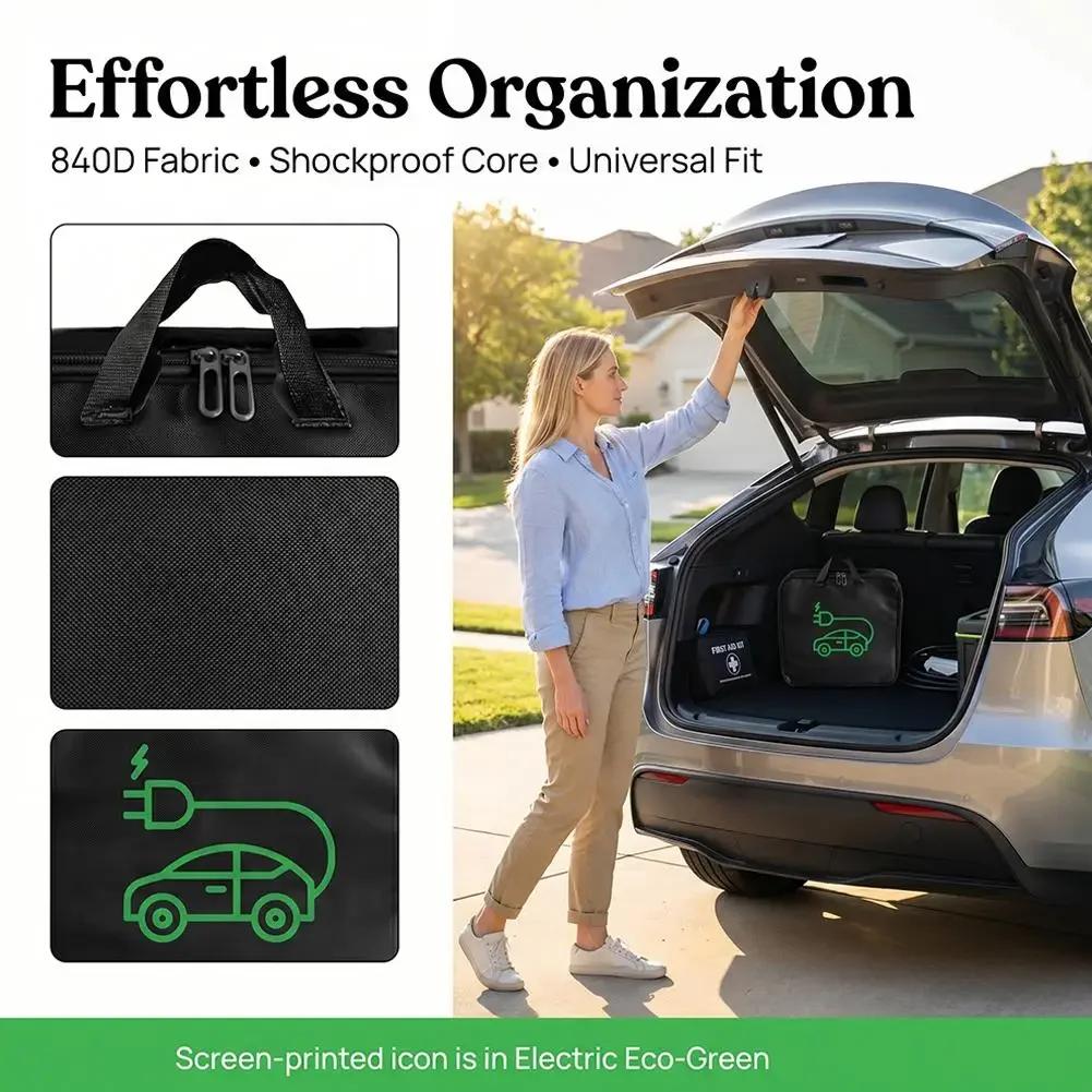 Electric Car Charger Storage Bag 1PCS Durable Waterproof Car Battery Cable Handled Bag EV Car Charging Gun Storage Organizer