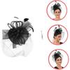 Mesh Flower Headband with Plume Accent, Black Cocktail Tea Party Hat for Women and Special Occasion Accessory