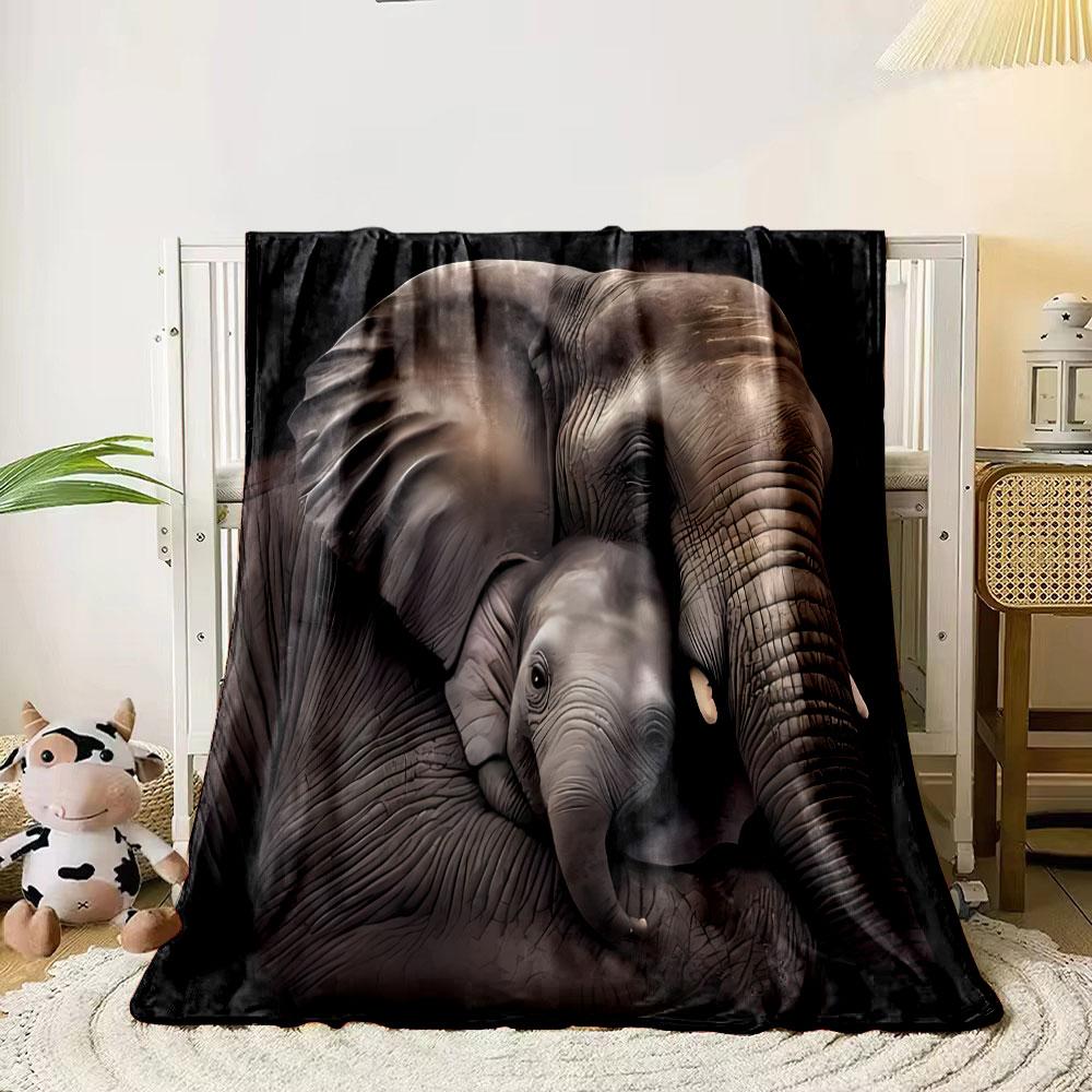 Elephant Mother And Baby Print Blanket bedroom Blanket for Livingroom Couch lunch break Soft throw for Friend's festival Gift